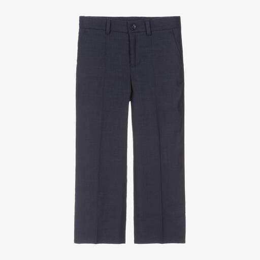 Dolce & Gabbana-Boys Navy Blue Linen Trousers | Childrensalon