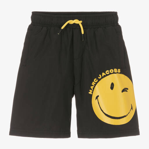 MARC JACOBS-Boys Black Smiley Face Swim Shorts | Childrensalon